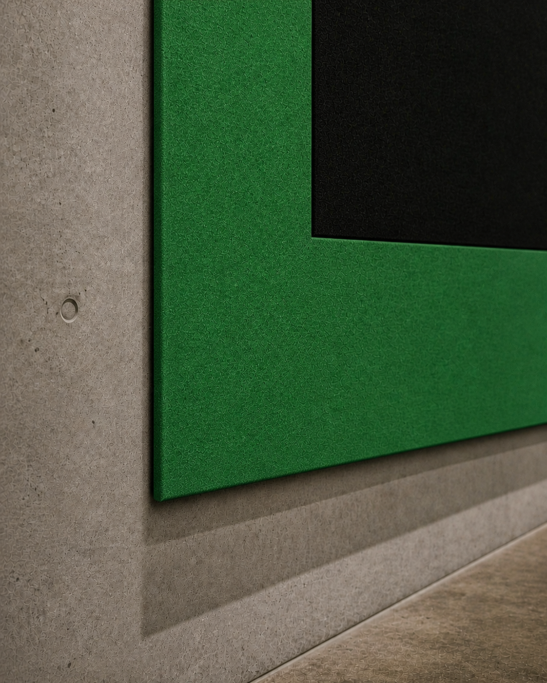 Textile detail of the Green Register wall rug edge and lower register