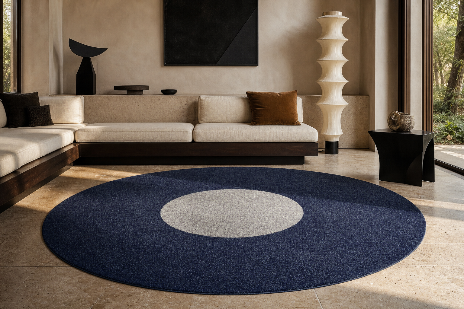 Room render with Inner Orbit - Midnight Blue / Oyster.