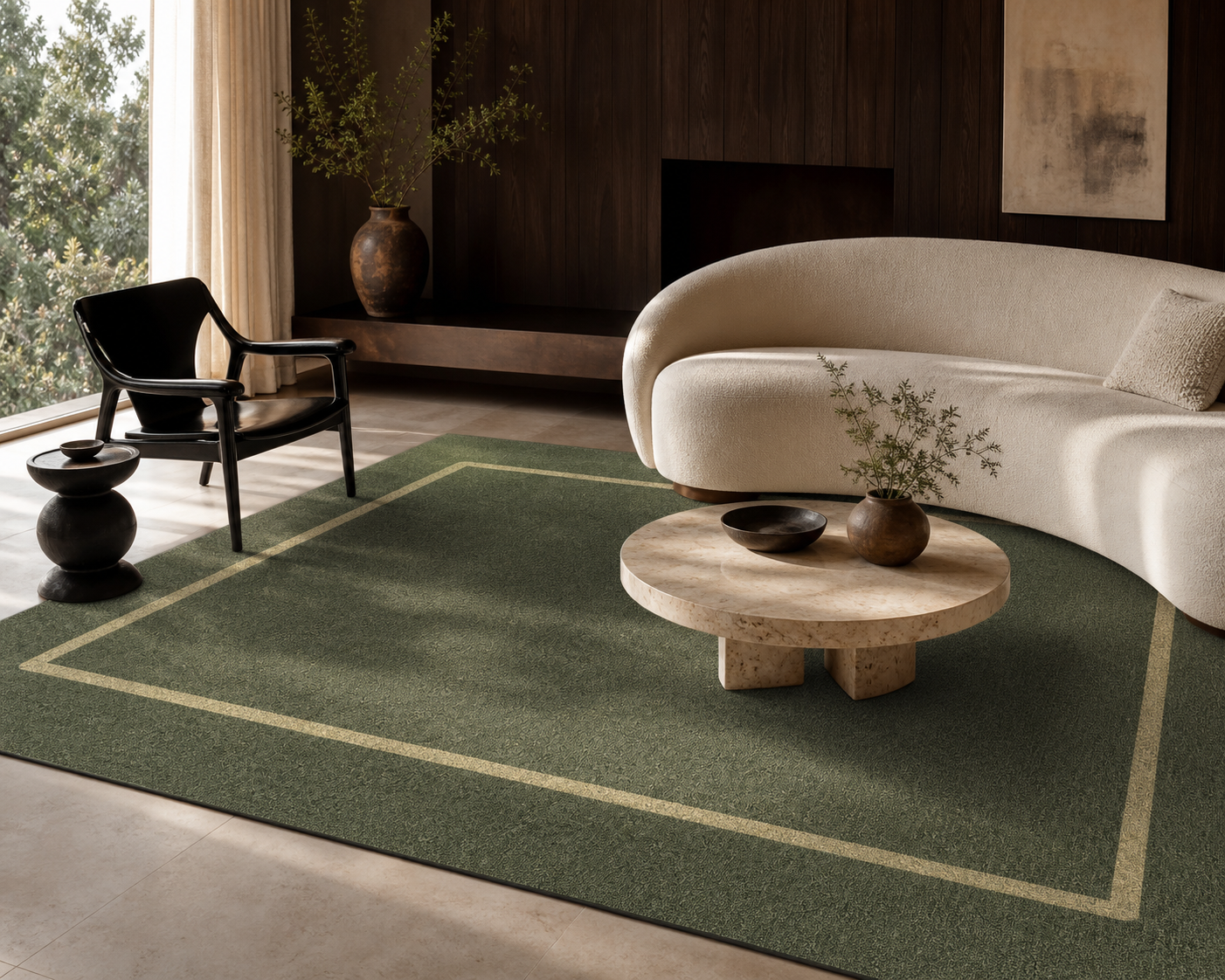 Room render with Quiet Portal - Olive / Golden Sand.